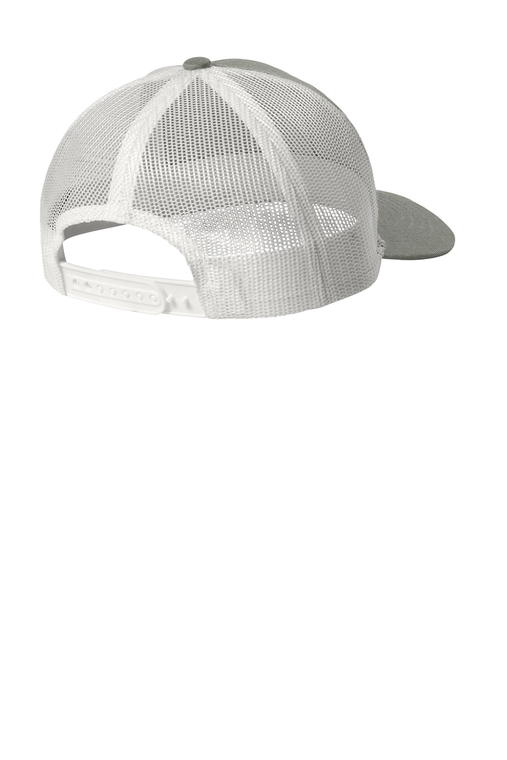 Port Authority Hats YC402 Youth Snapback Trucker Hat Heather Grey/White Flat Back