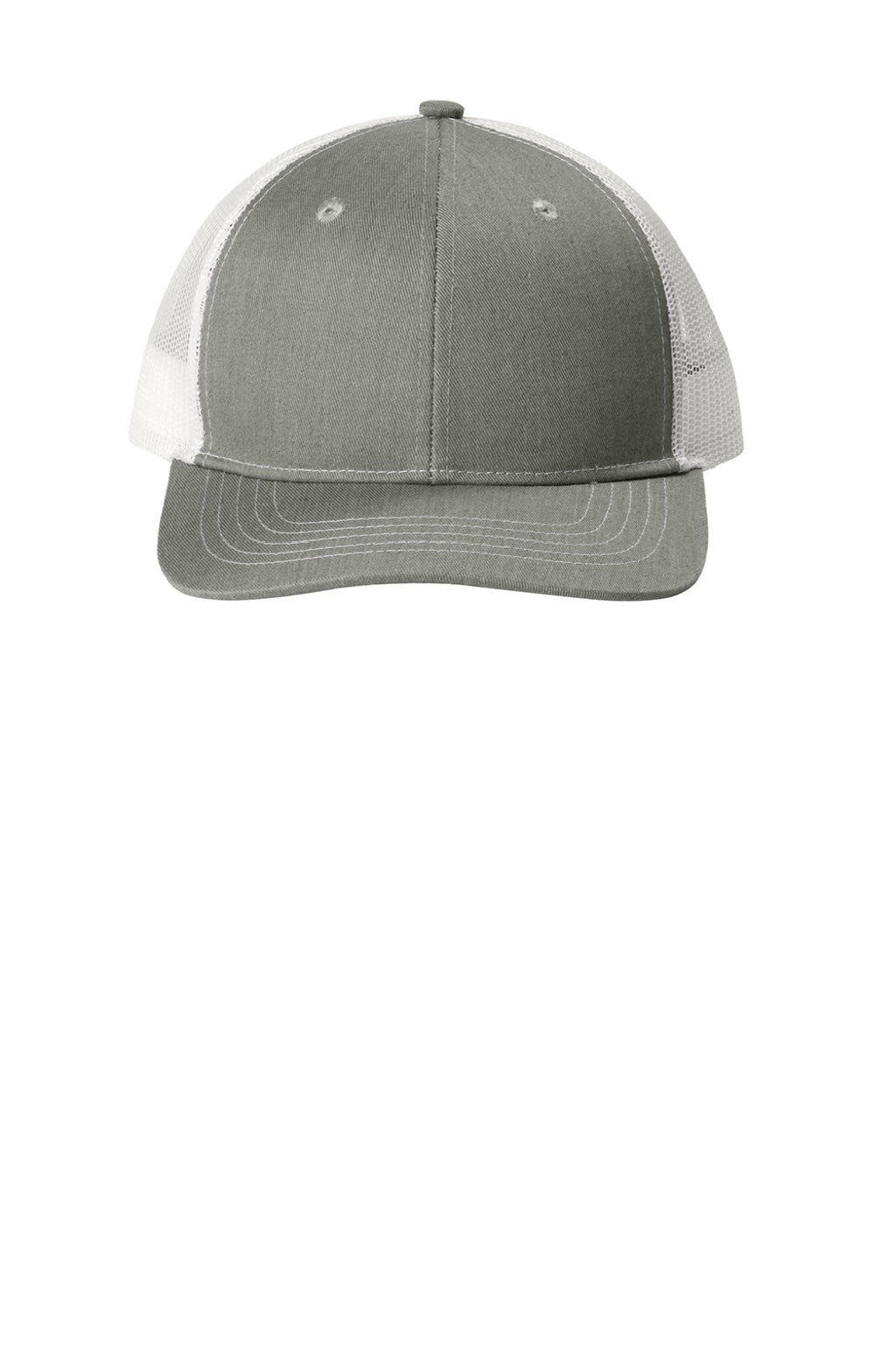 Port Authority Hats YC402 Youth Snapback Trucker Hat Heather Grey/White Flat Front