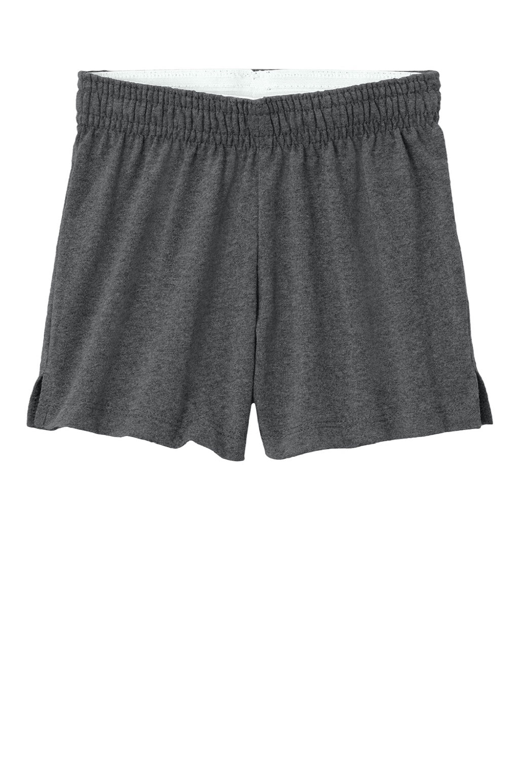 Sport-Tek YGST311 Youth Girls Jersey Knit Squad Shorts Heather Dark Grey Flat Front