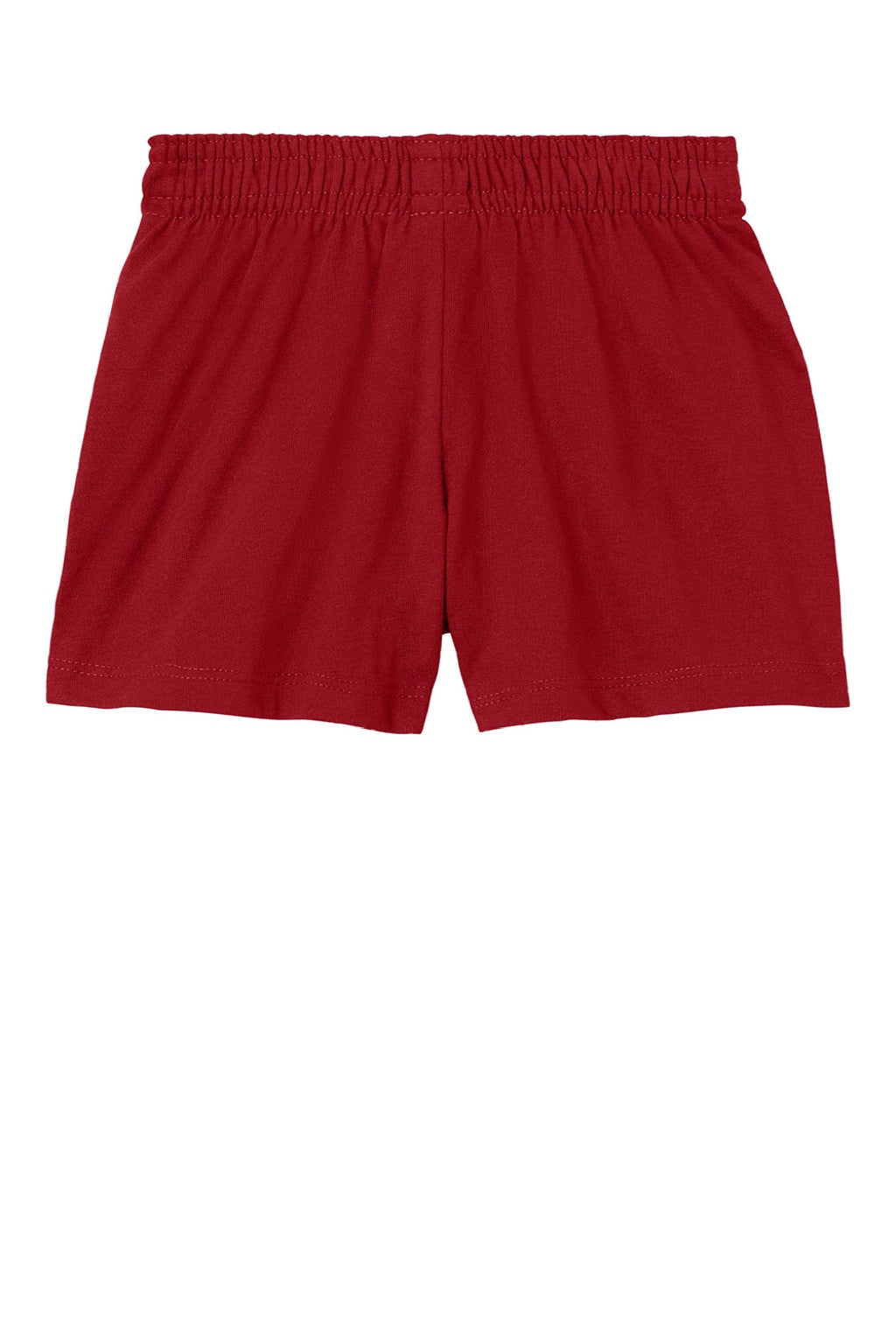 Sport-Tek YGST311 Youth Girls Jersey Knit Squad Shorts Deep Red Flat Back