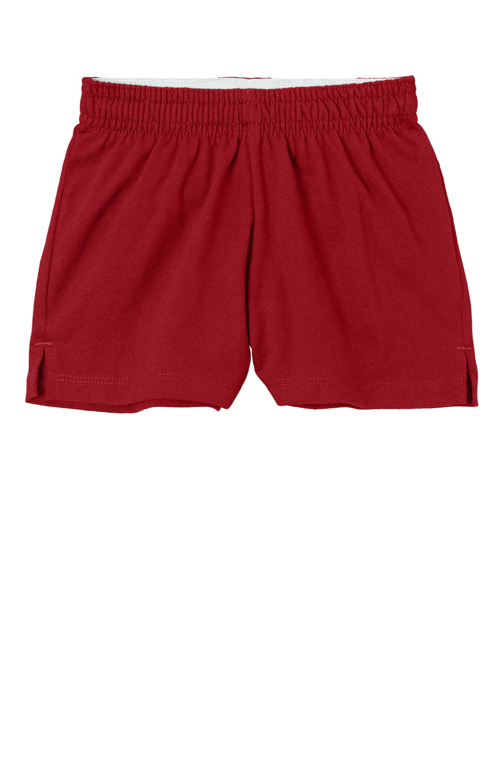 Sport-Tek YGST311 Youth Girls Jersey Knit Squad Shorts Deep Red Flat Front