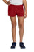 Sport-Tek YGST311 Youth Girls Jersey Knit Squad Shorts Deep Red Model Front