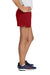 Sport-Tek YGST311 Youth Girls Jersey Knit Squad Shorts Deep Red Model Side