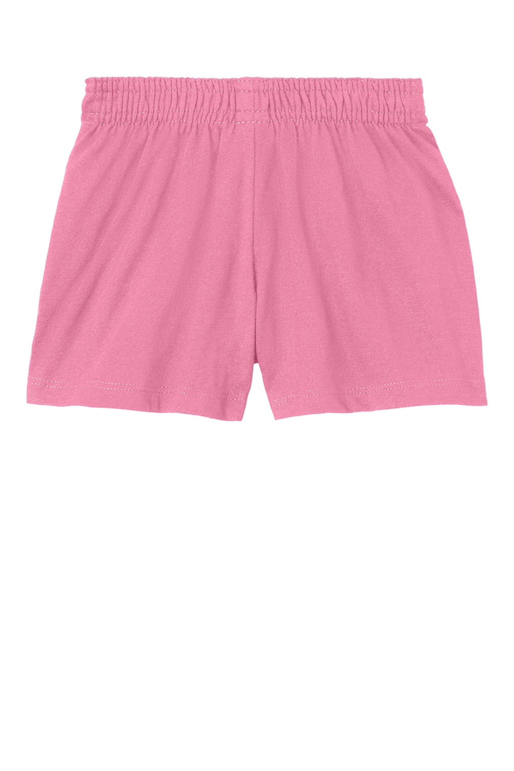 Sport-Tek YGST311 Youth Girls Jersey Knit Squad Shorts True Pink Flat Back
