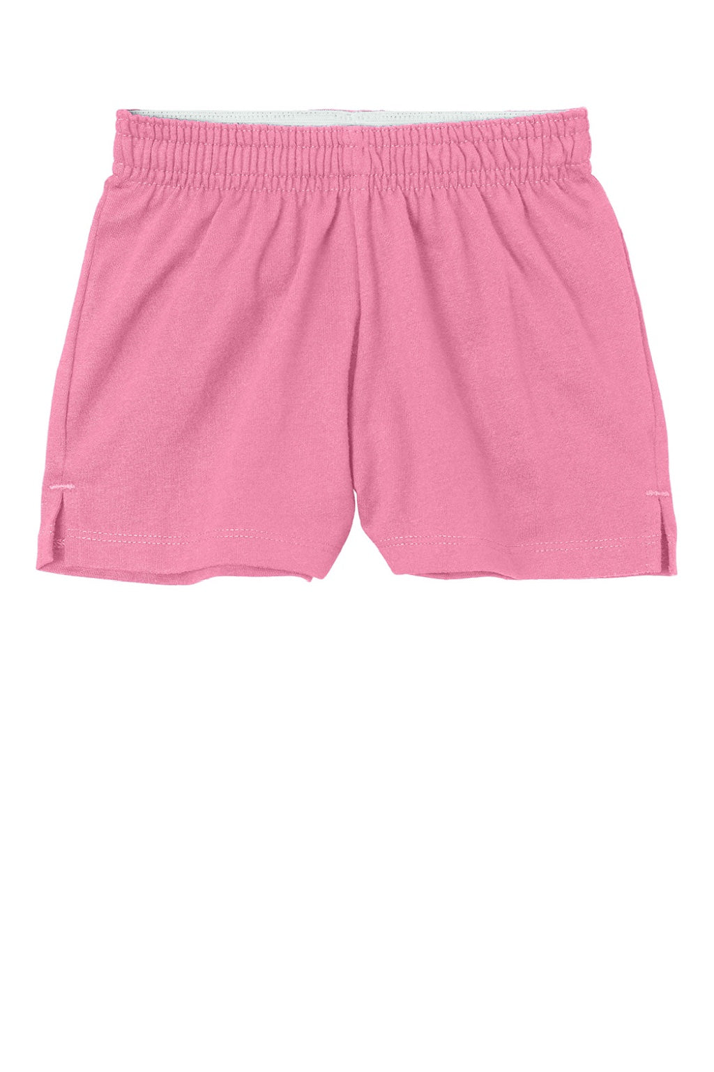 Sport-Tek YGST311 Youth Girls Jersey Knit Squad Shorts True Pink Flat Front