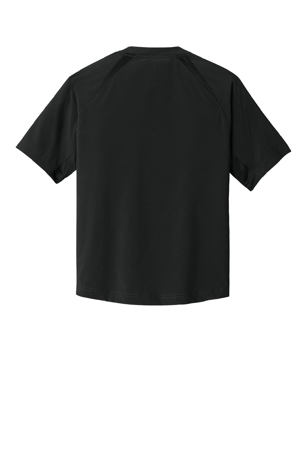 Sport-Tek YJST489 Youth Repeat Moisture Wicking 1/4 Zip Short Sleeve Jacket Black Flat Back