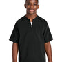 Sport-Tek Youth Repeat Moisture Wicking 1/4 Zip Short Sleeve Jacket - Black