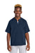 Sport-Tek YJST489 Youth Repeat Moisture Wicking 1/4 Zip Short Sleeve Jacket True Navy Blue Model Front