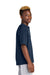 Sport-Tek YJST489 Youth Repeat Moisture Wicking 1/4 Zip Short Sleeve Jacket True Navy Blue Model Side