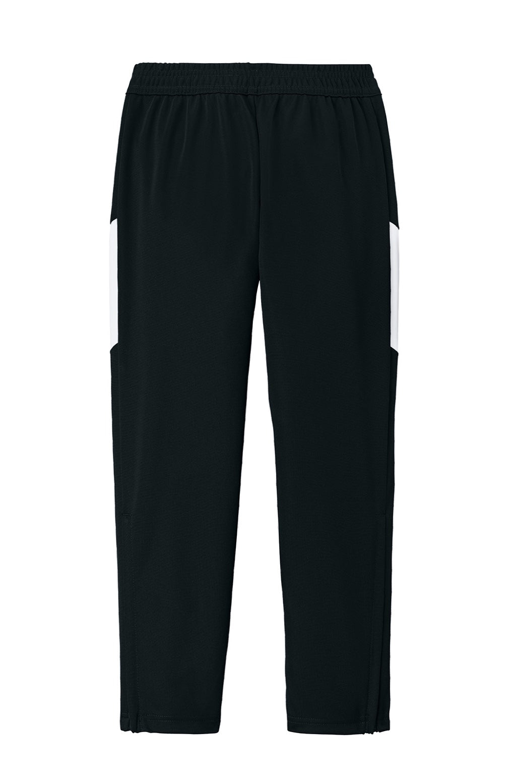 Sport-Tek YPST800 Youth Moisure Wicking Travel Pants w/ Pockets Black/White Flat Back