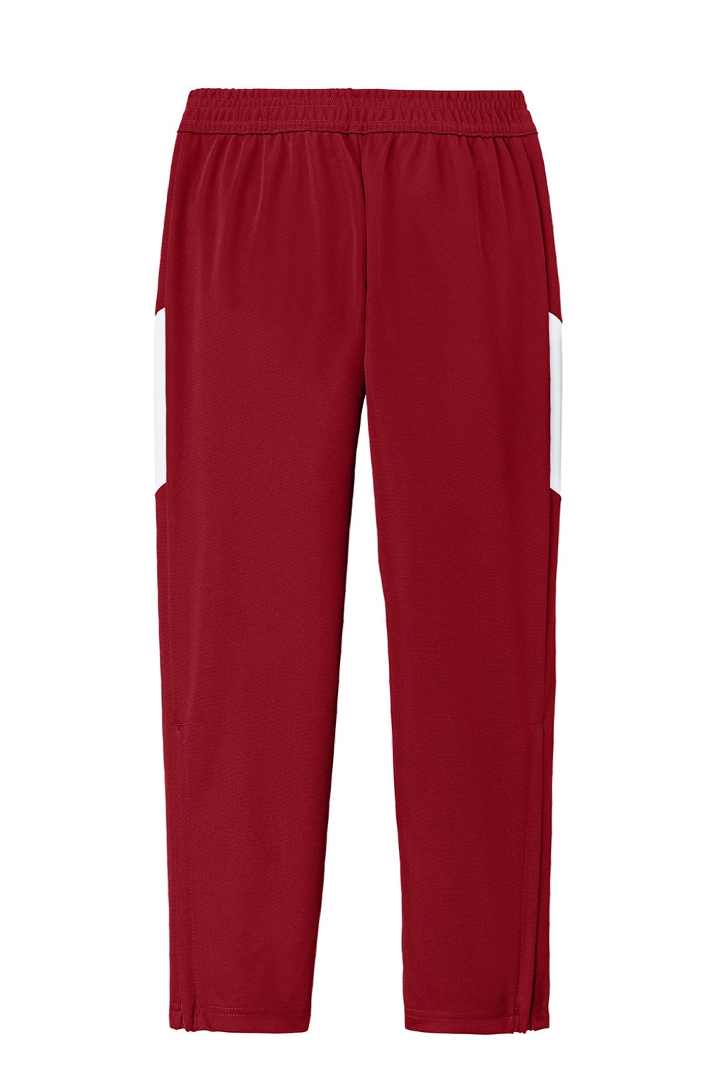 Sport-Tek YPST800 Youth Moisure Wicking Travel Pants w/ Pockets Deep Red/White Flat Back