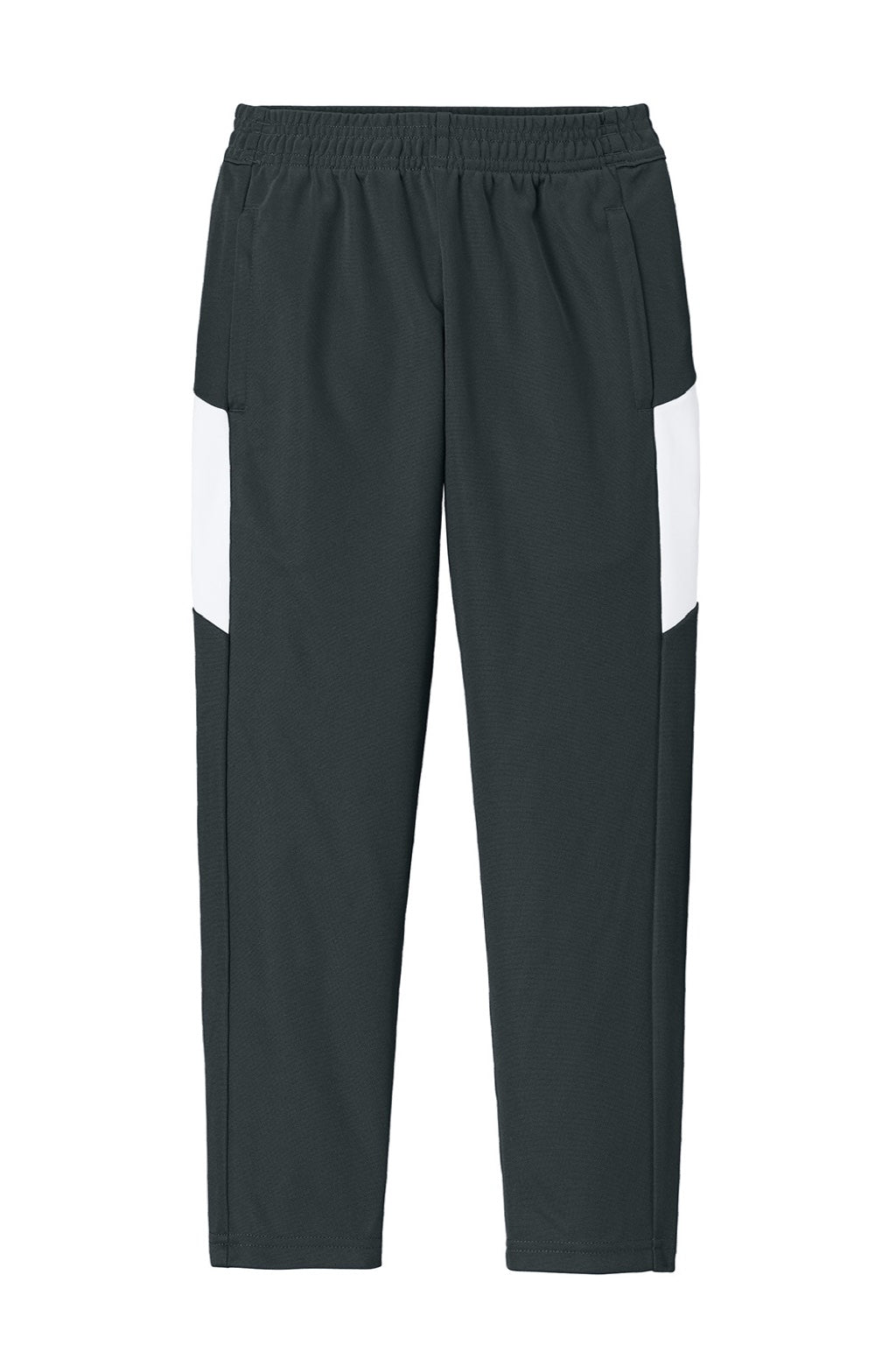 Sport-Tek YPST800 Youth Moisure Wicking Travel Pants w/ Pockets Iron Grey/White Flat Front