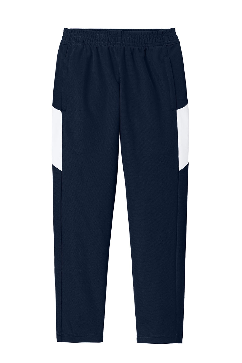 Sport-Tek YPST800 Youth Moisure Wicking Travel Pants w/ Pockets True Navy Blue/White Flat Front