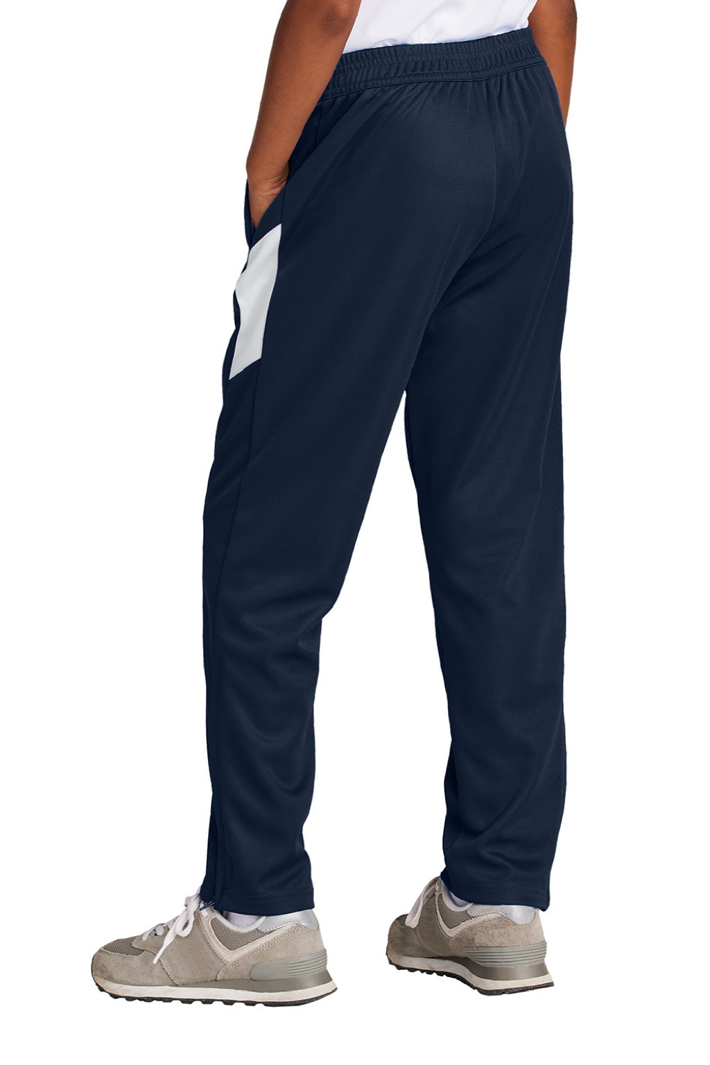 Sport-Tek YPST800 Youth Moisure Wicking Travel Pants w/ Pockets True Navy Blue/White Model Back