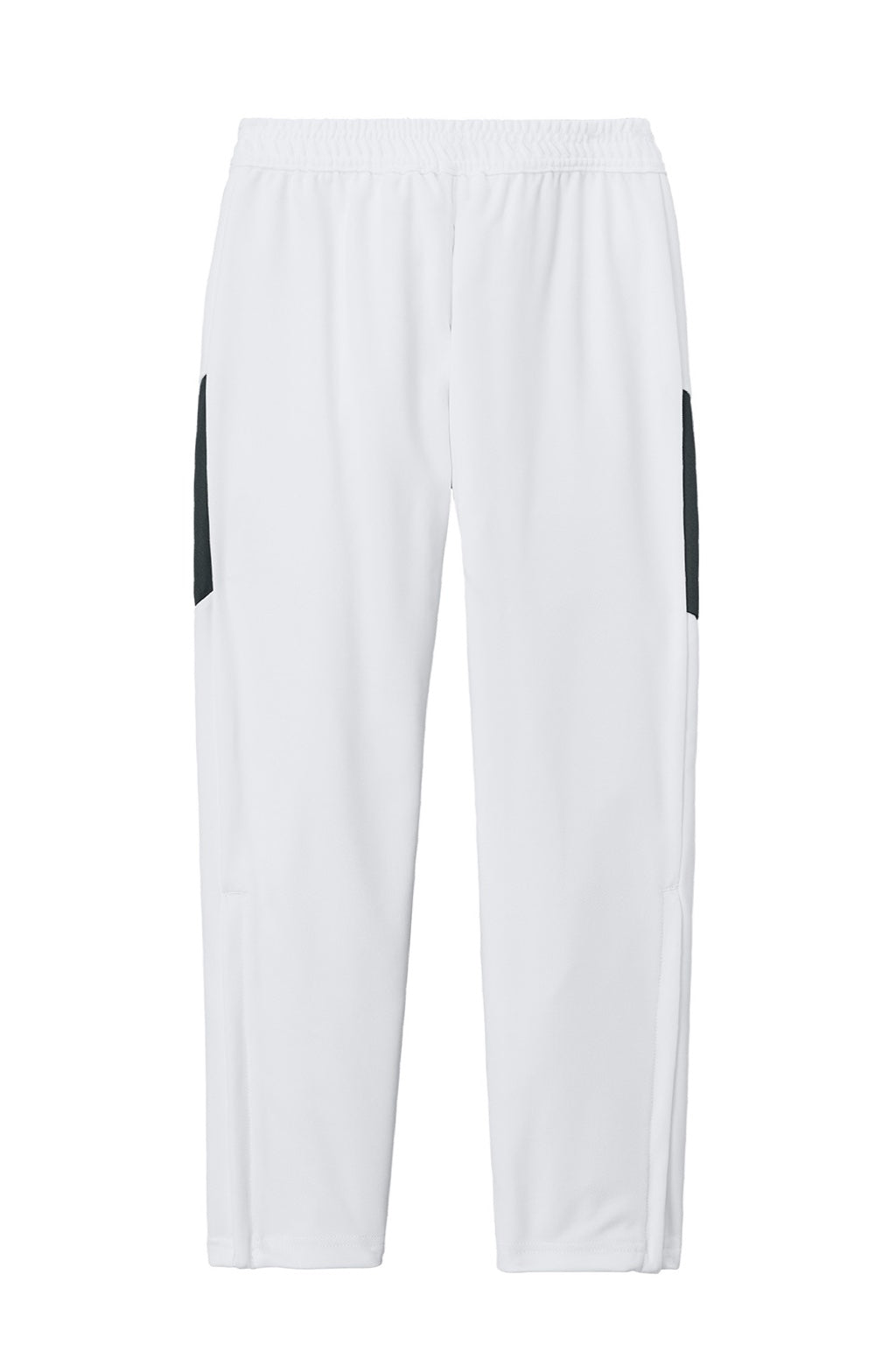 Sport-Tek YPST800 Youth Moisure Wicking Travel Pants w/ Pockets White/Iron Grey Flat Back
