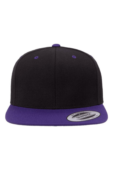 Yupoong Hats 6089/6089MT Mens Adjustable Hat Black/Purple Flat Front