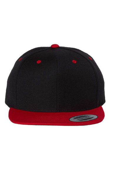 Yupoong Hats 6089/6089MT Mens Adjustable Hat Black/Red Flat Front