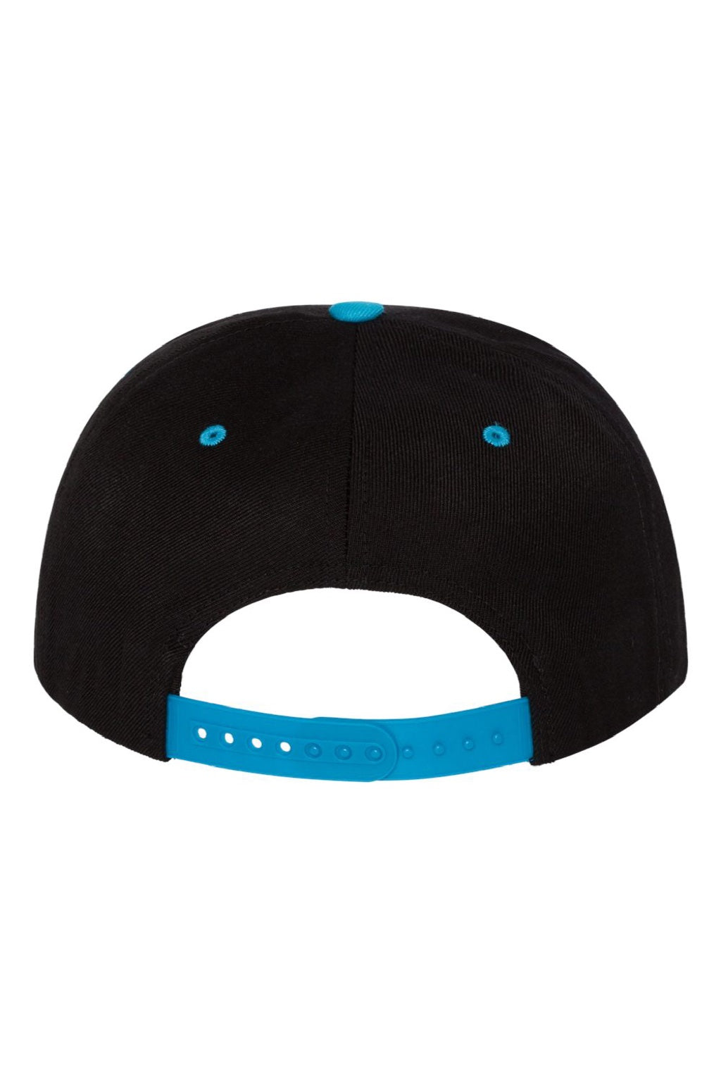 Yupoong Hats 6089/6089MT Mens Adjustable Hat Black/Teal Blue Flat Back