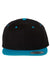 Yupoong Hats 6089/6089MT Mens Adjustable Hat Black/Teal Blue Flat Front