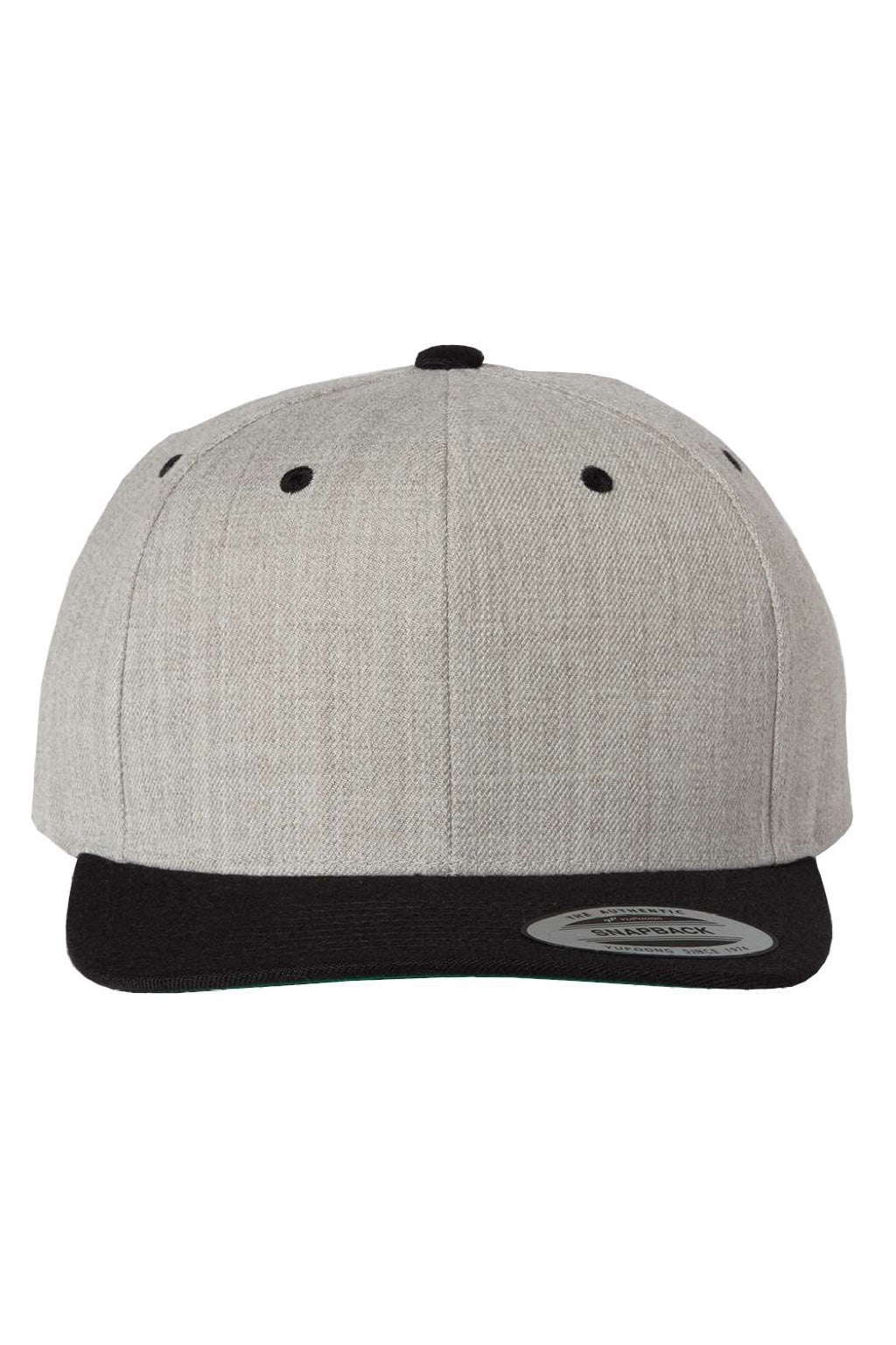Yupoong Hats 6089/6089MT Mens Adjustable Hat Heather Grey/Black Flat Front