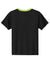 Sport-Tek YST100 Youth Moisture Wicking Competitor United Short Sleeve Crewneck T-Shirt Black/Lime Shock Green Flat Back