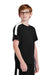 Sport-Tek YST100 Youth Moisture Wicking Competitor United Short Sleeve Crewneck T-Shirt Black/White Model Side