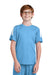Sport-Tek YST100 Youth Moisture Wicking Competitor United Short Sleeve Crewneck T-Shirt Carolina Blue/White Model Front