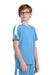 Sport-Tek YST100 Youth Moisture Wicking Competitor United Short Sleeve Crewneck T-Shirt Carolina Blue/White Model Side
