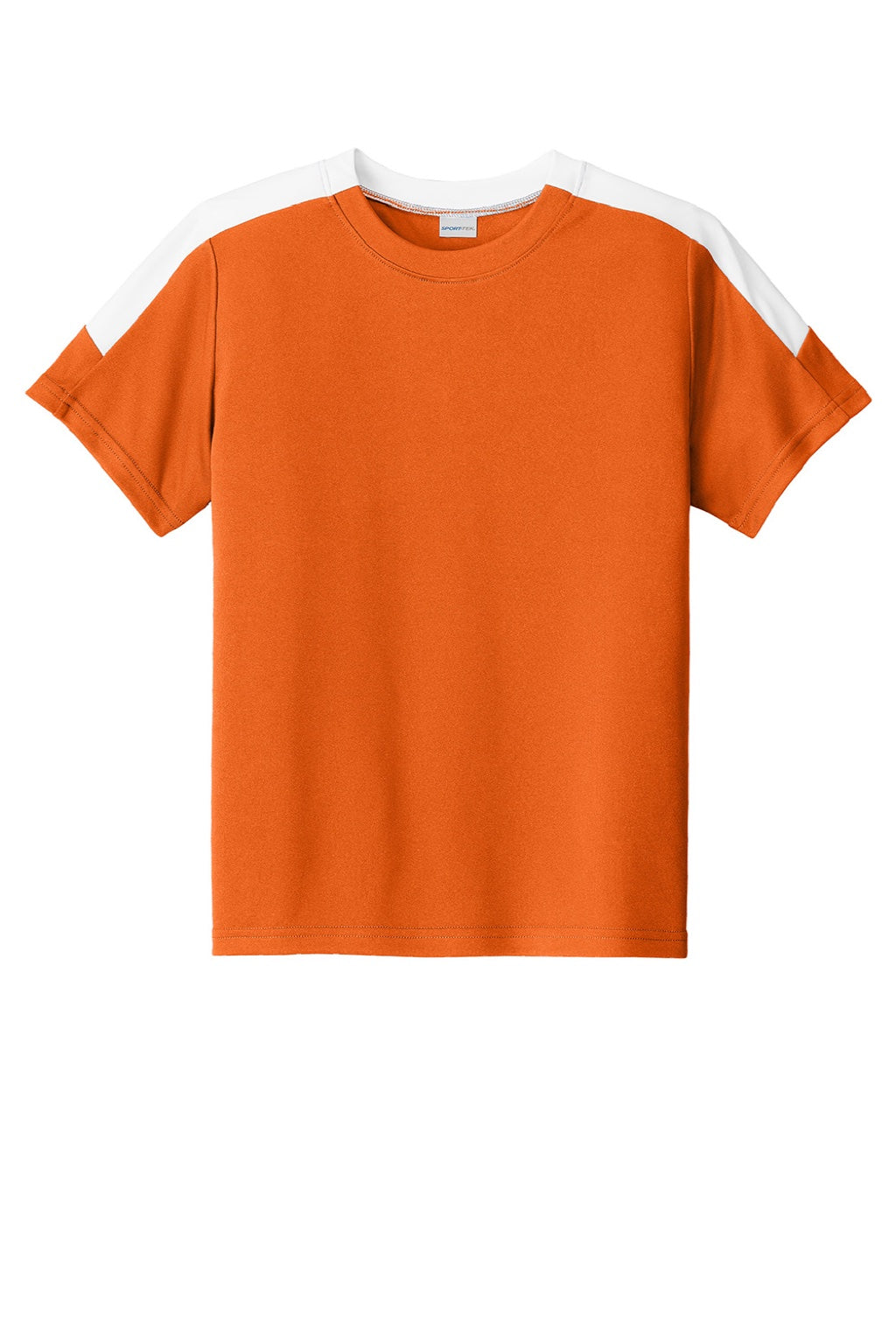 Sport-Tek YST100 Youth Moisture Wicking Competitor United Short Sleeve Crewneck T-Shirt Deep Orange/White Flat Front