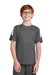 Sport-Tek YST100 Youth Moisture Wicking Competitor United Short Sleeve Crewneck T-Shirt Iron Grey/White Model Front