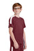 Sport-Tek YST100 Youth Moisture Wicking Competitor United Short Sleeve Crewneck T-Shirt Maroon/White Model Side