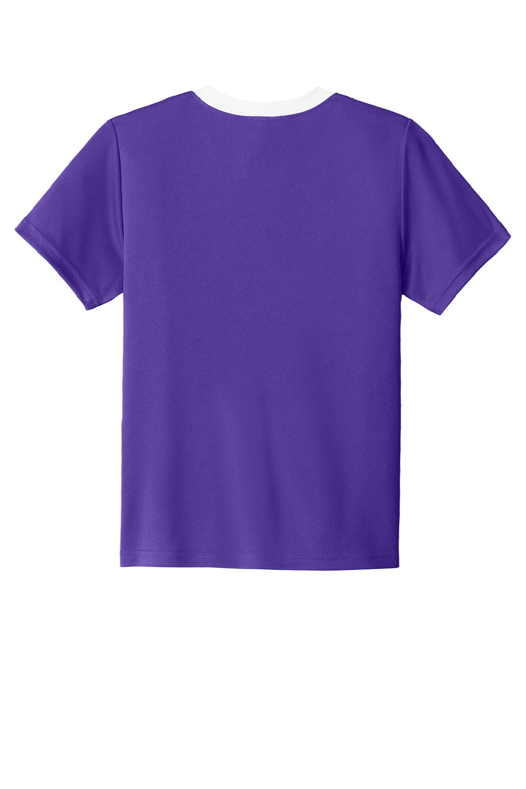 Sport-Tek YST100 Youth Moisture Wicking Competitor United Short Sleeve Crewneck T-Shirt Purple/White Flat Back
