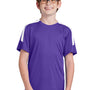 Sport-Tek Youth Moisture Wicking Competitor United Short Sleeve Crewneck T-Shirt - Purple/White