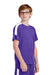 Sport-Tek YST100 Youth Moisture Wicking Competitor United Short Sleeve Crewneck T-Shirt Purple/White Model Side