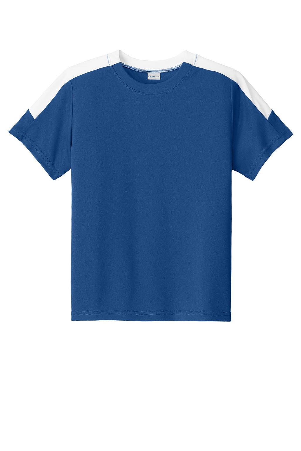 Sport-Tek YST100 Youth Moisture Wicking Competitor United Short Sleeve Crewneck T-Shirt Royal Blue/White Flat Front