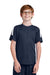 Sport-Tek YST100 Youth Moisture Wicking Competitor United Short Sleeve Crewneck T-Shirt True Navy Blue/White Model Front