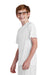 Sport-Tek YST100 Youth Moisture Wicking Competitor United Short Sleeve Crewneck T-Shirt White Model Side