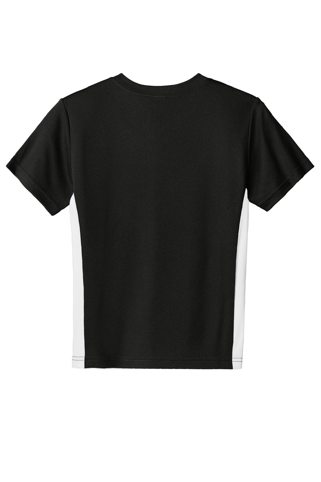 Sport-Tek YST101 Youth Moisture Wicking Competitor United Short Sleeve V-Neck T-Shirt Black/White Flat Back