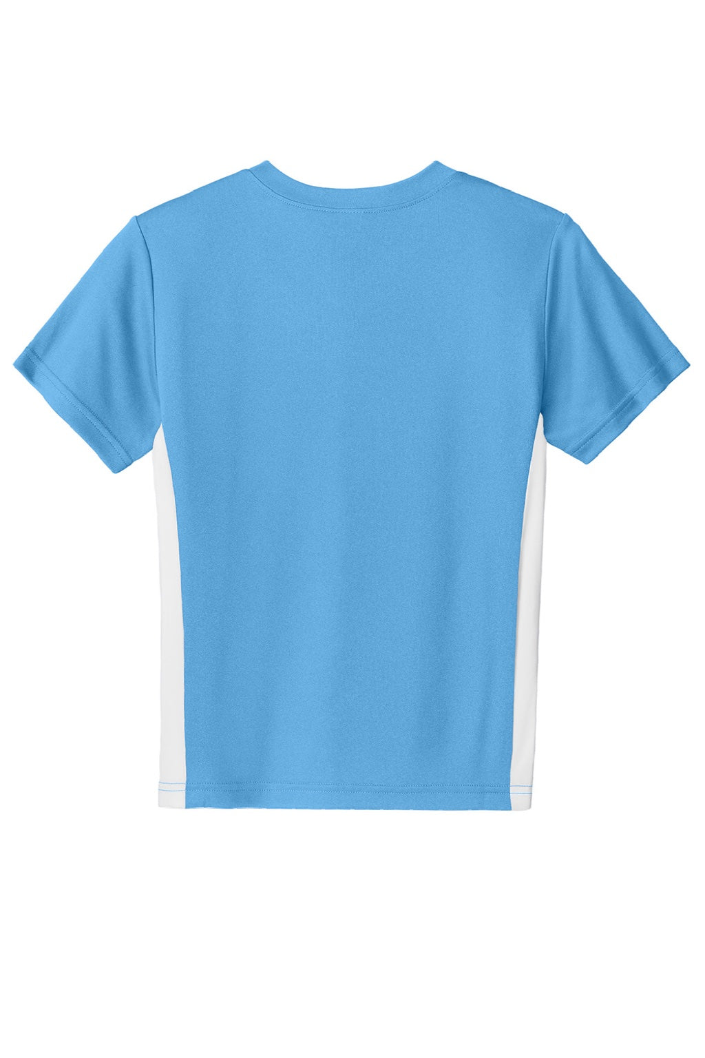 Sport-Tek YST101 Youth Moisture Wicking Competitor United Short Sleeve V-Neck T-Shirt Carolina Blue/White Flat Back