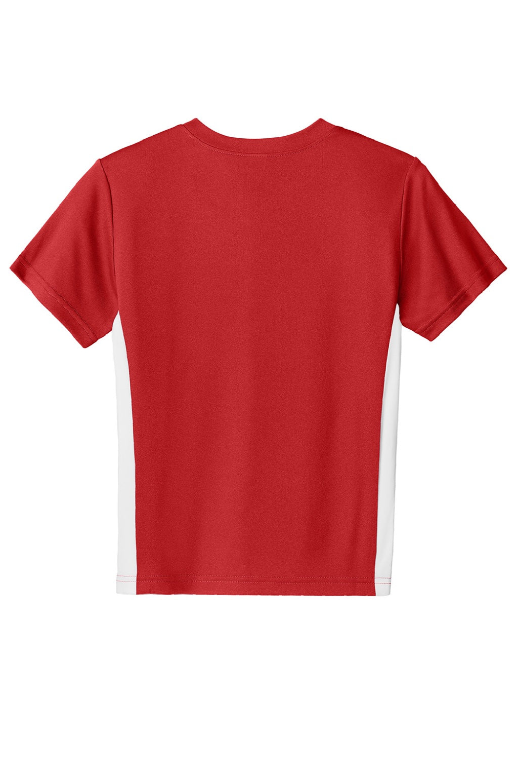 Sport-Tek YST101 Youth Moisture Wicking Competitor United Short Sleeve V-Neck T-Shirt Deep Red/White Flat Back