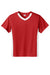 Sport-Tek YST101 Youth Moisture Wicking Competitor United Short Sleeve V-Neck T-Shirt Deep Red/White Flat Front