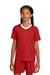Sport-Tek YST101 Youth Moisture Wicking Competitor United Short Sleeve V-Neck T-Shirt Deep Red/White Model Front