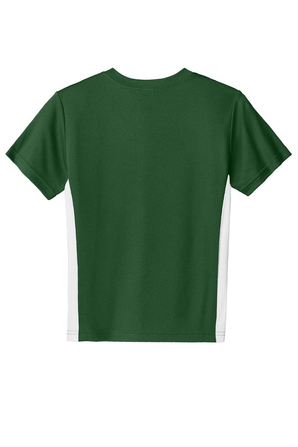 Sport-Tek YST101 Youth Moisture Wicking Competitor United Short Sleeve V-Neck T-Shirt Forest Green/White Flat Back