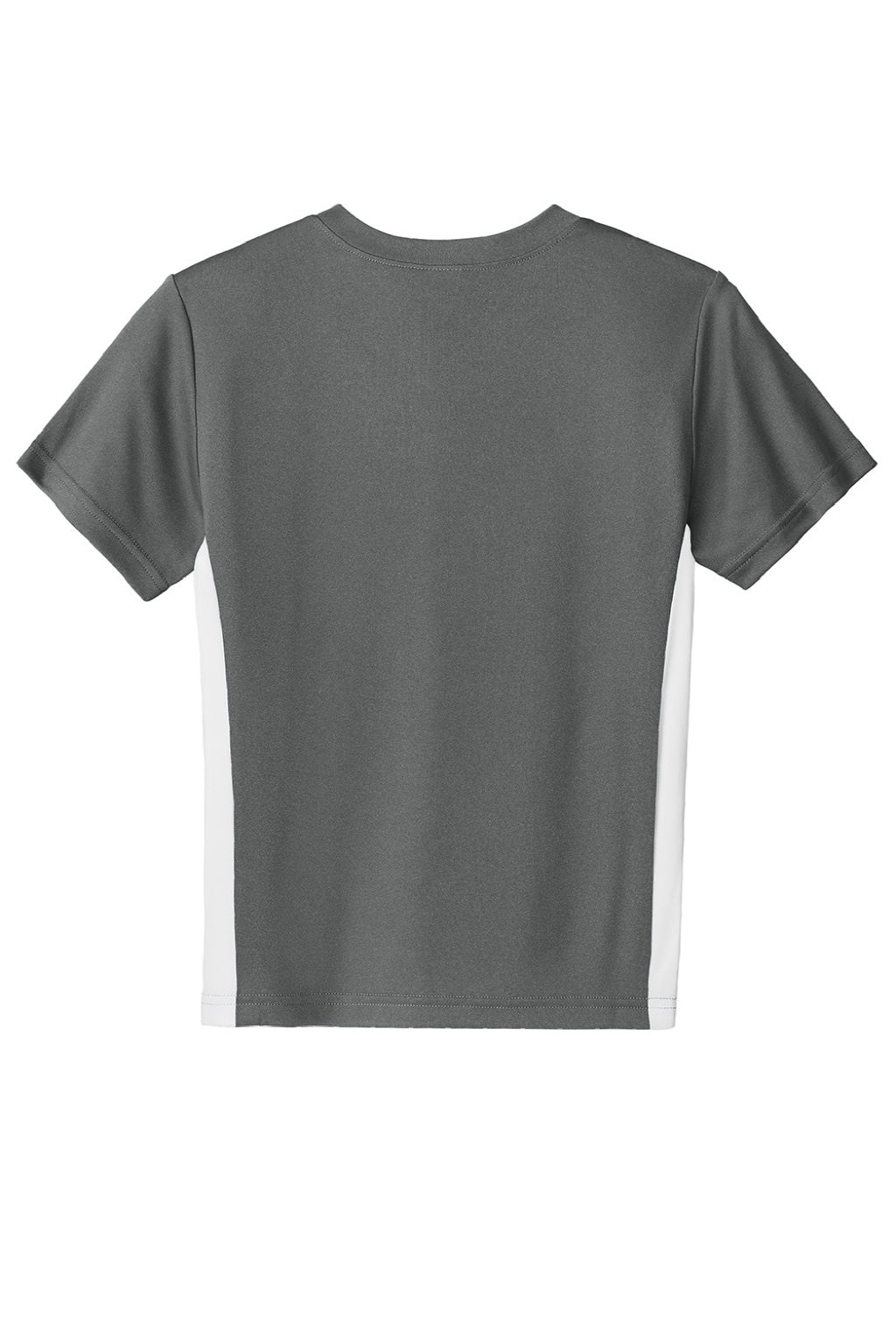 Sport-Tek YST101 Youth Moisture Wicking Competitor United Short Sleeve V-Neck T-Shirt Iron Grey/White Flat Back