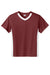 Sport-Tek YST101 Youth Moisture Wicking Competitor United Short Sleeve V-Neck T-Shirt Maroon/White Flat Front
