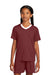 Sport-Tek YST101 Youth Moisture Wicking Competitor United Short Sleeve V-Neck T-Shirt Maroon/White Model Front