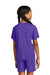 Sport-Tek YST101 Youth Moisture Wicking Competitor United Short Sleeve V-Neck T-Shirt Purple/White Model Back