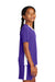 Sport-Tek YST101 Youth Moisture Wicking Competitor United Short Sleeve V-Neck T-Shirt Purple/White Model Side