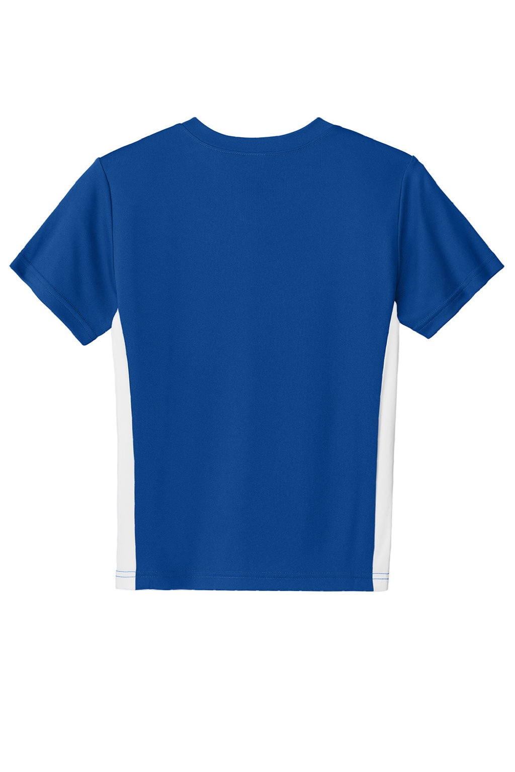 Sport-Tek YST101 Youth Moisture Wicking Competitor United Short Sleeve V-Neck T-Shirt True Royal Blue/White Flat Back