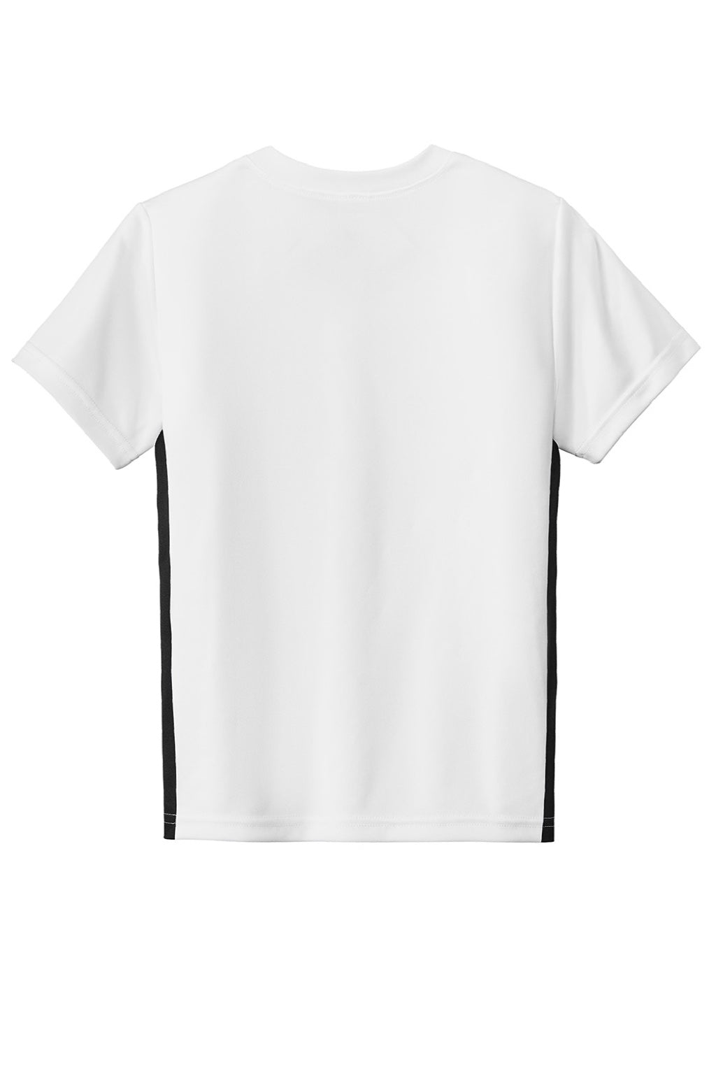 Sport-Tek YST101 Youth Moisture Wicking Competitor United Short Sleeve V-Neck T-Shirt White/Black Flat Back